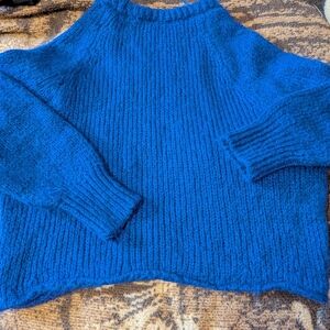 ZARA Royal Blue Chunky Knit Sweater Medium